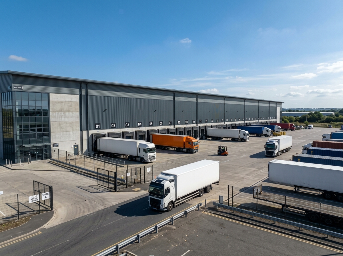 Vue d'une plateforme logistique dans la zone industrielle de Corbas où intervient l'équipe de dératisation