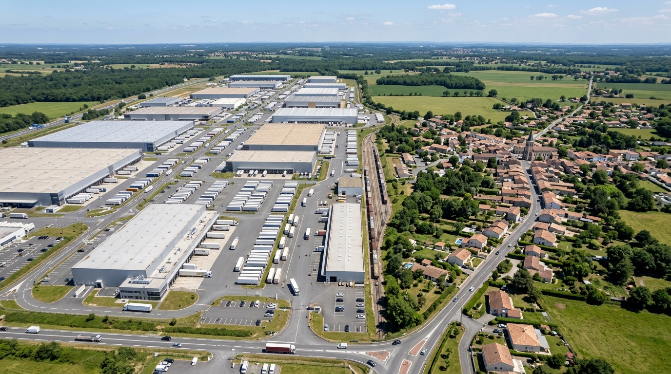 Vue de la commune de Corbas et de sa zone industrielle, secteur d'intervention du dératiseur